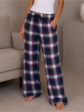 RedHead Navy, White & Red Plaid Wide-Leg Pants